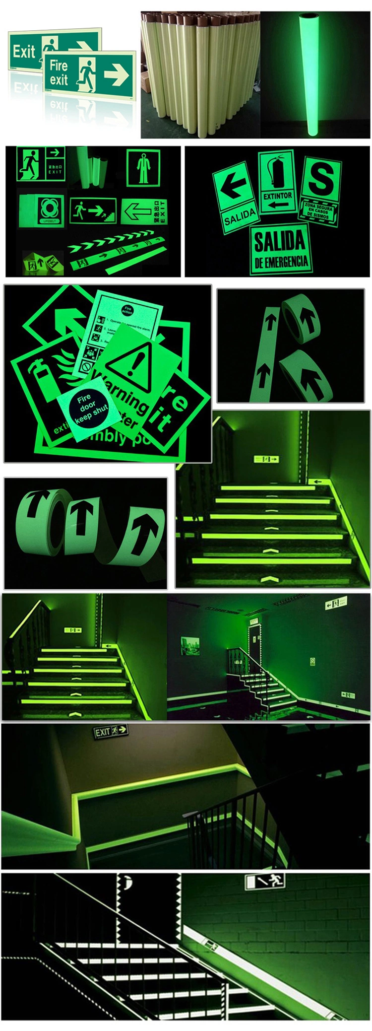 Directional Photo Luminescent for Fire Safety Exit Sign Right Arrow