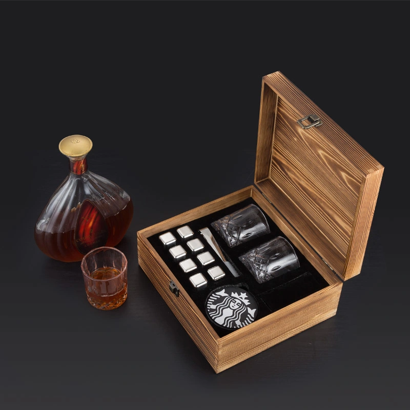 Whiskey Stainless Steel Ice Cubes Whiskey Stones with Glass