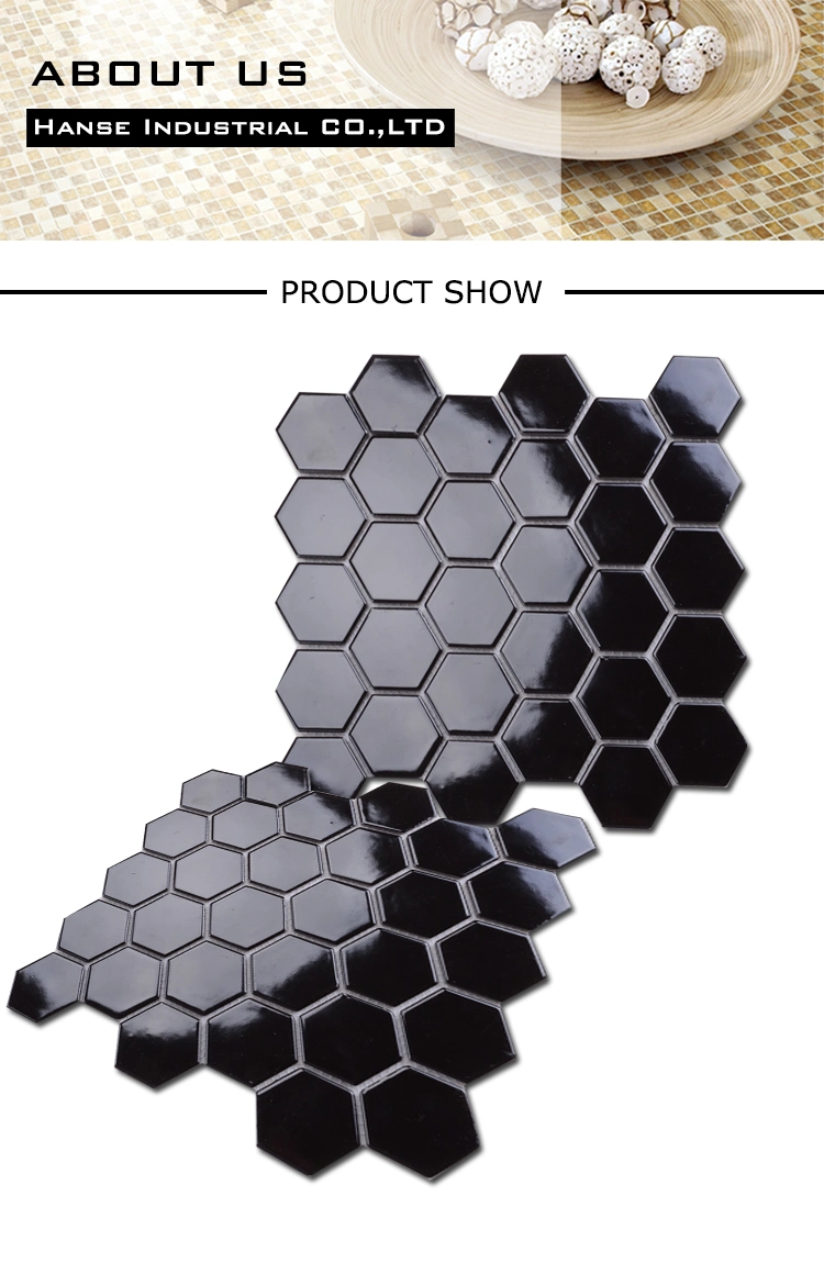 305X305mm Colored Glow in The Dark Black Ceramic Hexagon Mosaic