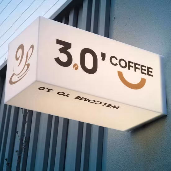 Coffee Shop Advertising Door Head Sign UV Acrylic Infinity LED Light Box