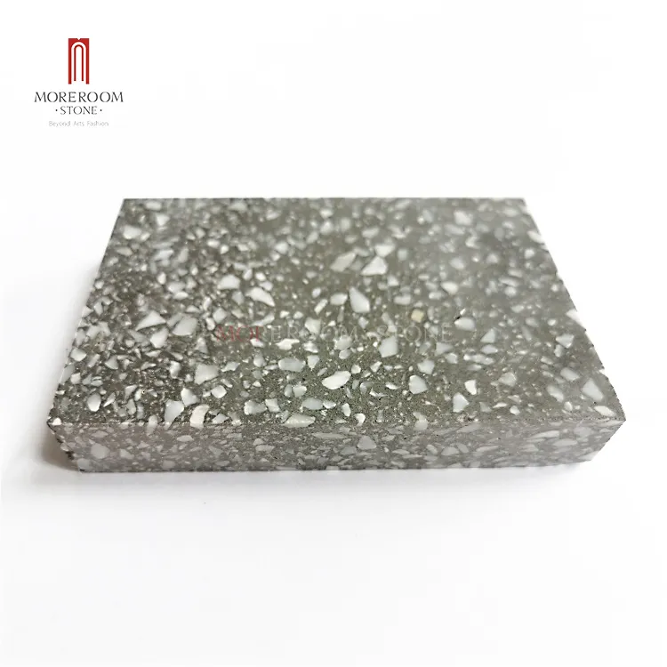 Interior Design White Glass Chips Terrazzo Stone Grey