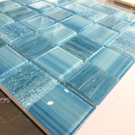 Arabesque Backsplash Fish Scale Blue Mosaic Tile for Swimming Pools